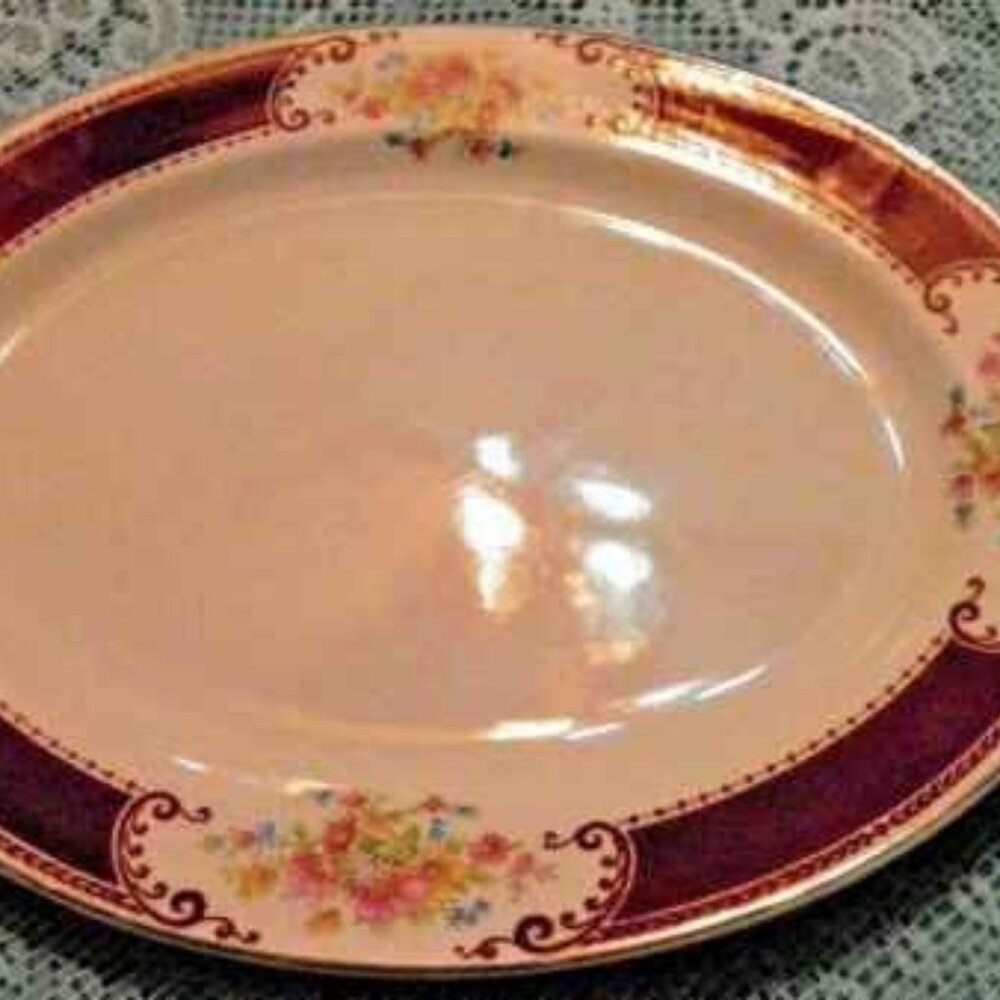 ANTIQUE HOMER LAUGHLIN BRITTANY MAJESTIC B40N6 OVAL SERVING PLATTER/TRAY